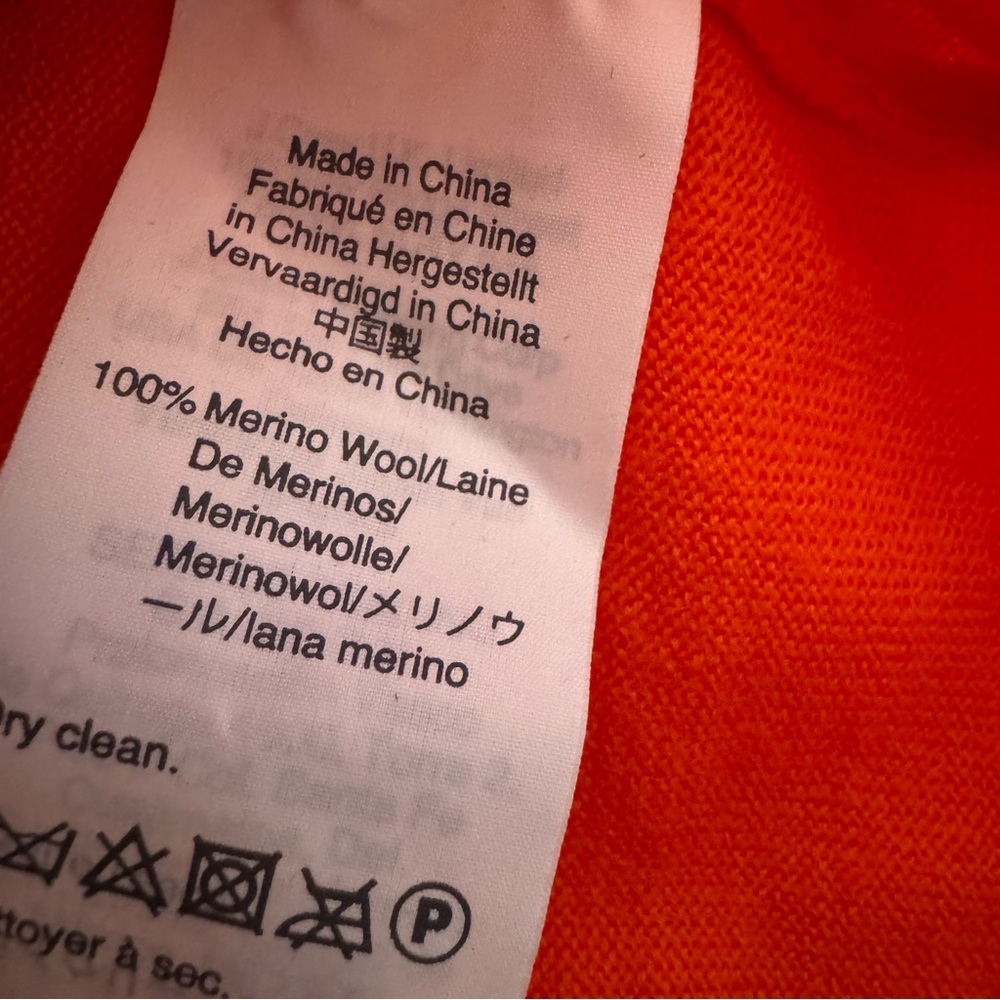 J. Crew Womens Merino Wool Cotton Blend Sweater Crew Neck Sz M Orange 3/4 Sleeve - Picture 9 of 9